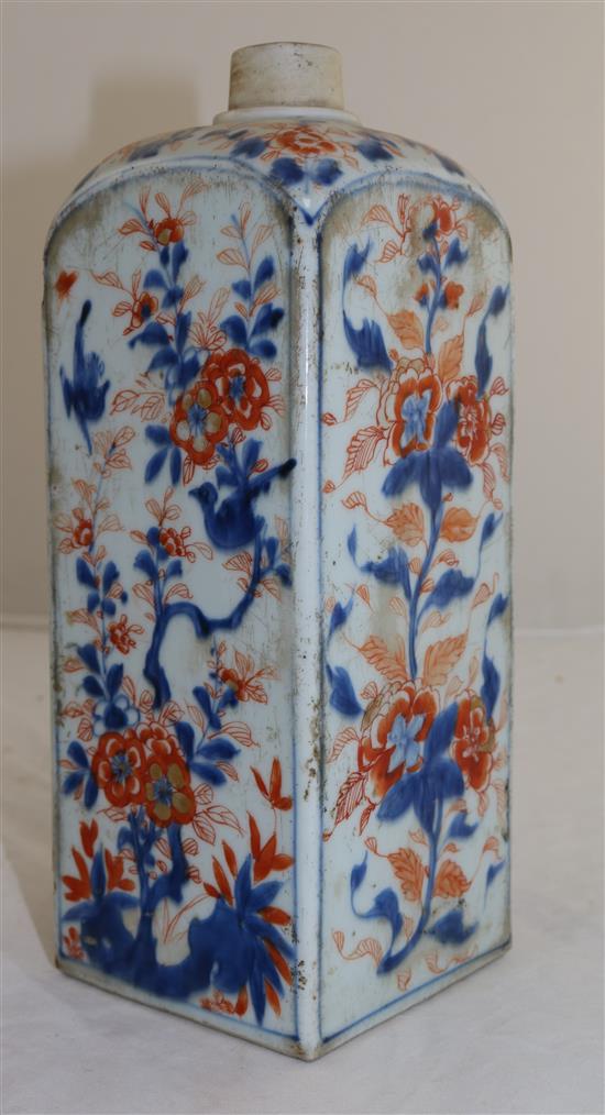 A Japanese Arita square tea canister, c.1700, 26cm